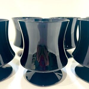 Set of six vintage black Seneca fashionables 70s barware lowball glasses